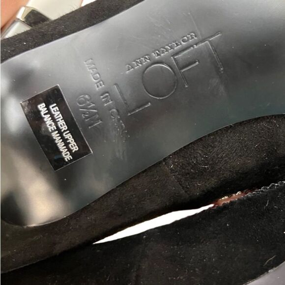 Loft Stacy Suede Open Toe Heels 6.5 Sequin Embellished Black - Picture 7 of 13